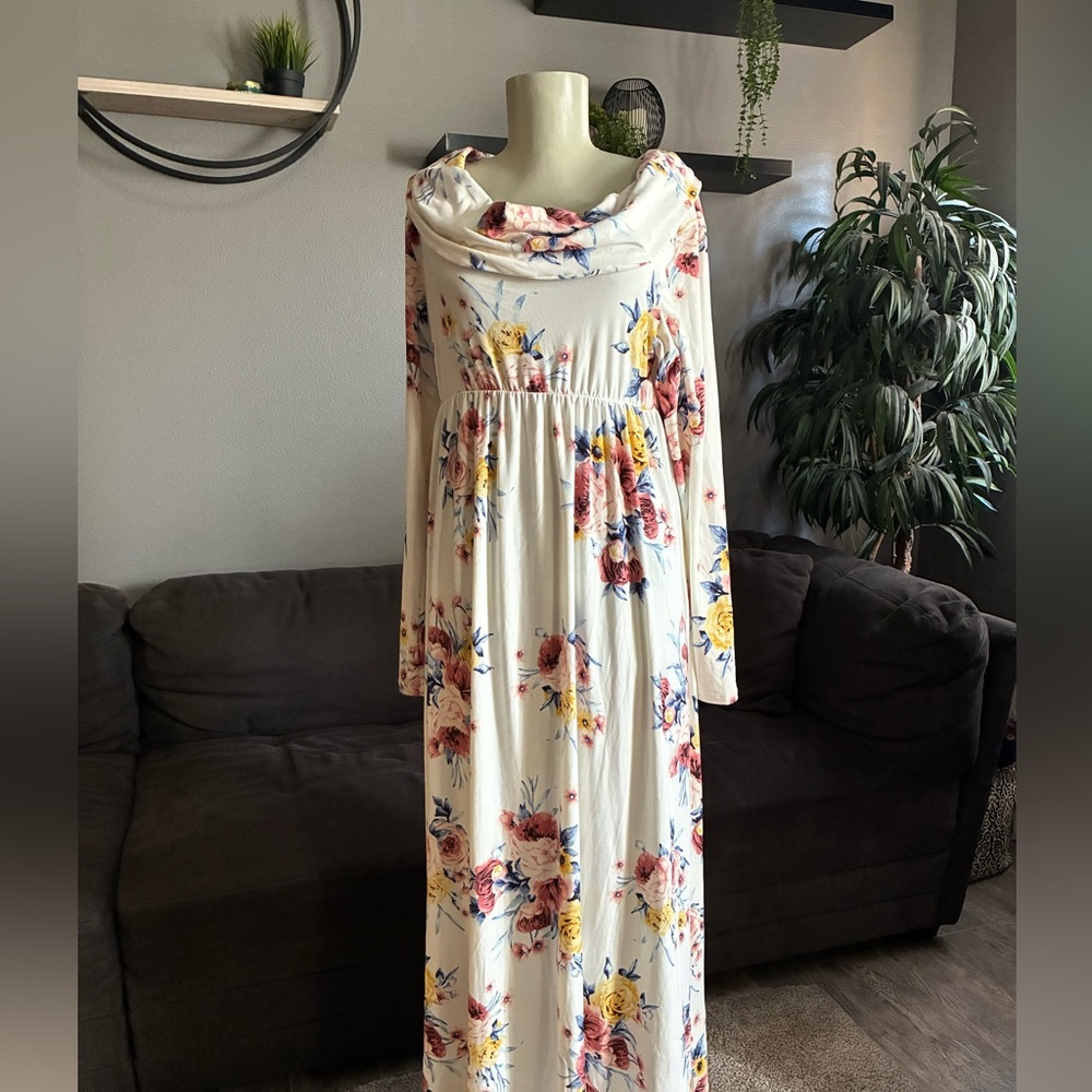 Mother Bee Maternity Off-Shoulder Cowl Neck Dress Large NWT